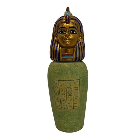 Egyptian Resin Canopic Jar King Tut 7.5 Tall Collectible Piece - Picture 1 of 7